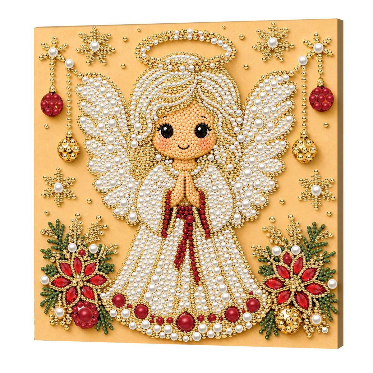 DIY Pearl Painting Christmas Angel with Frame(20x20cm)