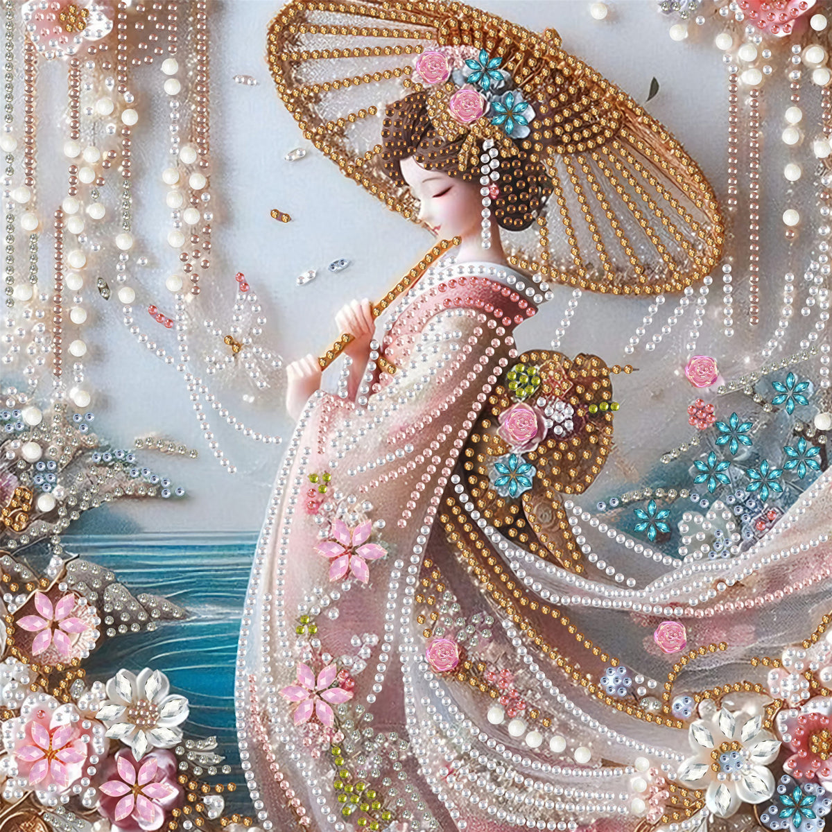Kimono Geisha Holding Umbrell Diamond Painting