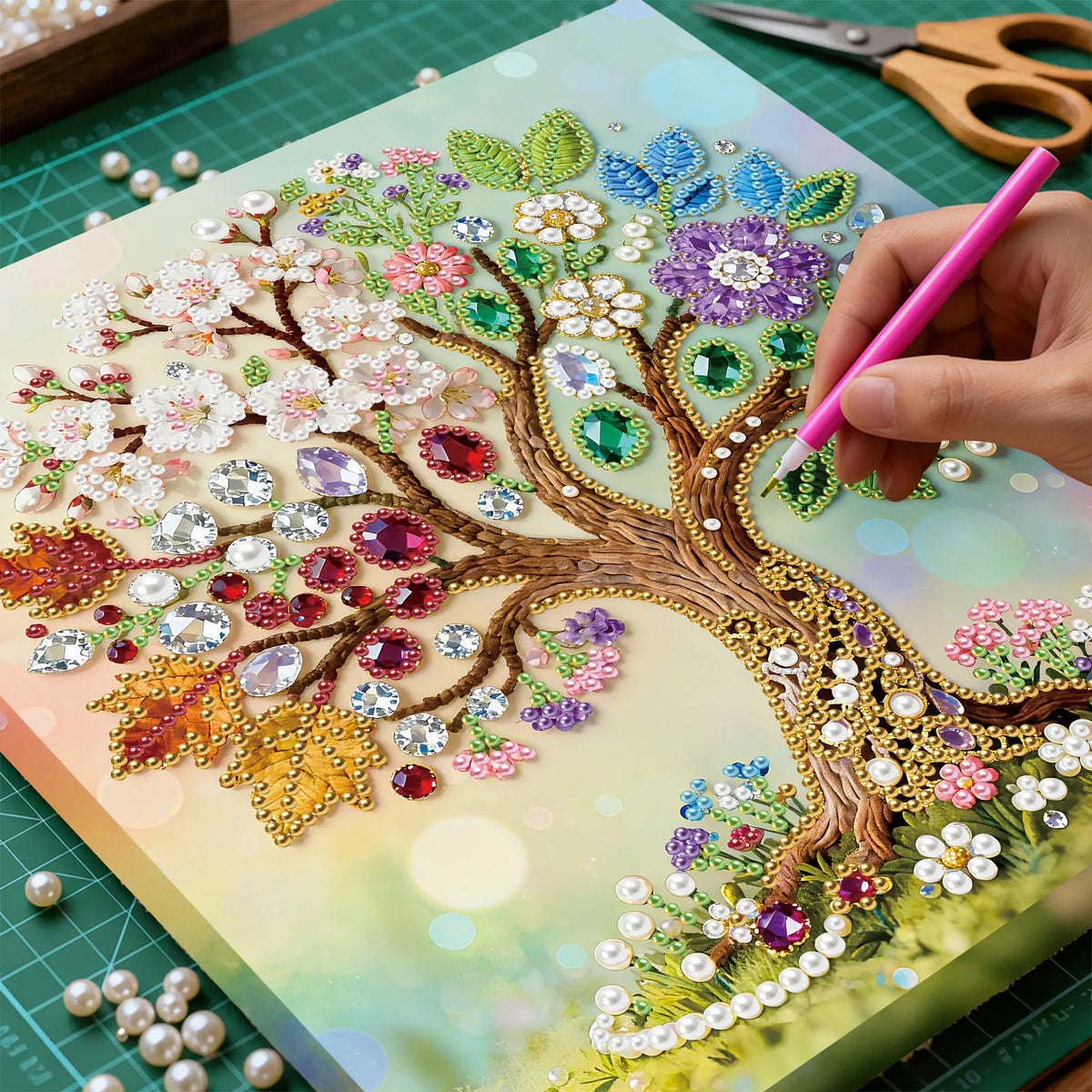 Framed Tree Of Life - Pearls Painting Kit for Creativity DIY Pearl Dot Crafts for Gift Home Wall Decor 25*25CM