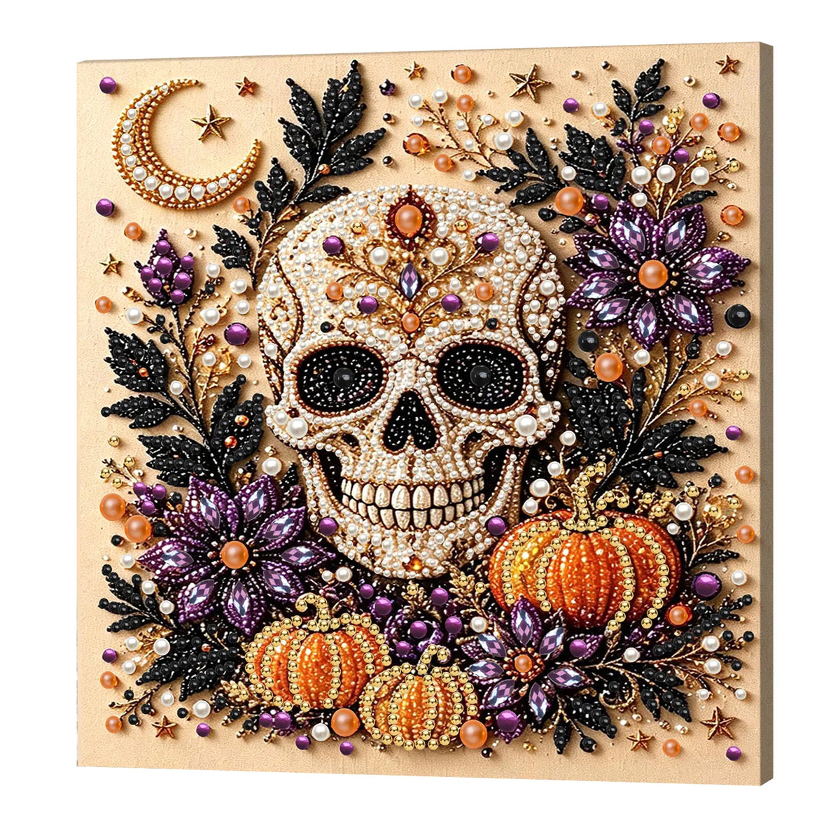 DIY Pearl Painting Halloween Skeletons with Frame(20x20cm)