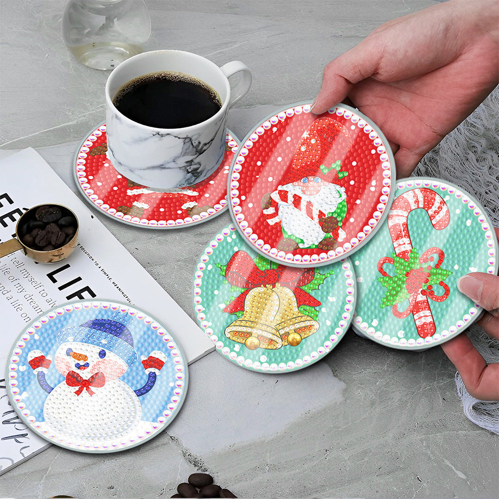 [Upgrade]6pcs/set DIY Diamond Painting Waterproof Case Classic Xmas Coaster Gift Decor Set