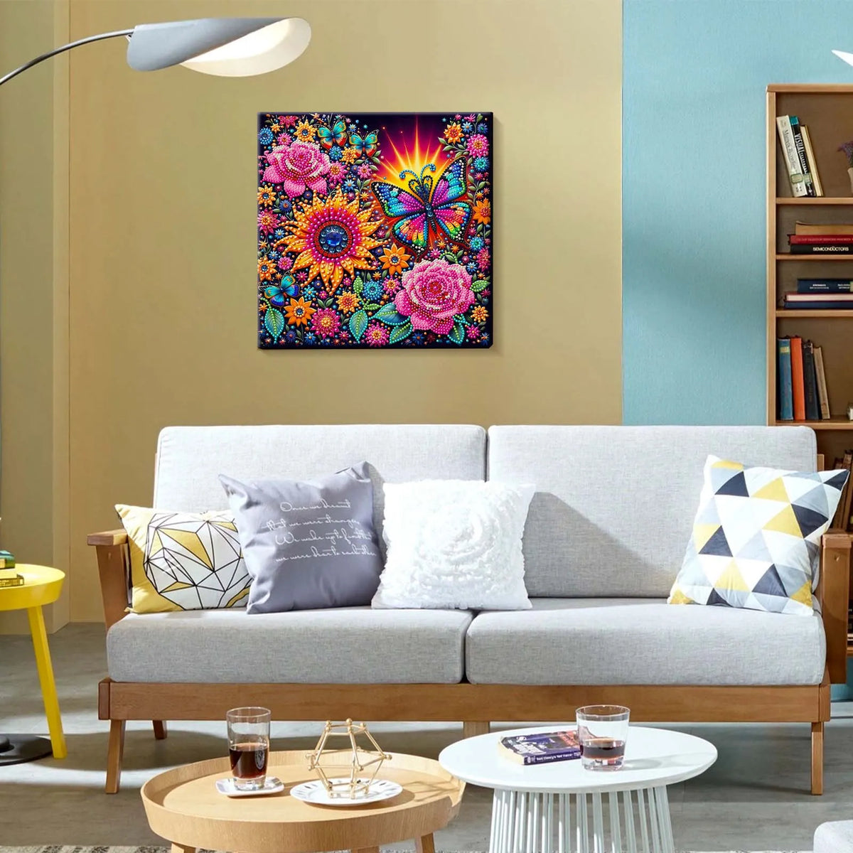 (Pre-Framed)Butterfly Flower-Special Shape Diamond Painting Kit(29x29cm)