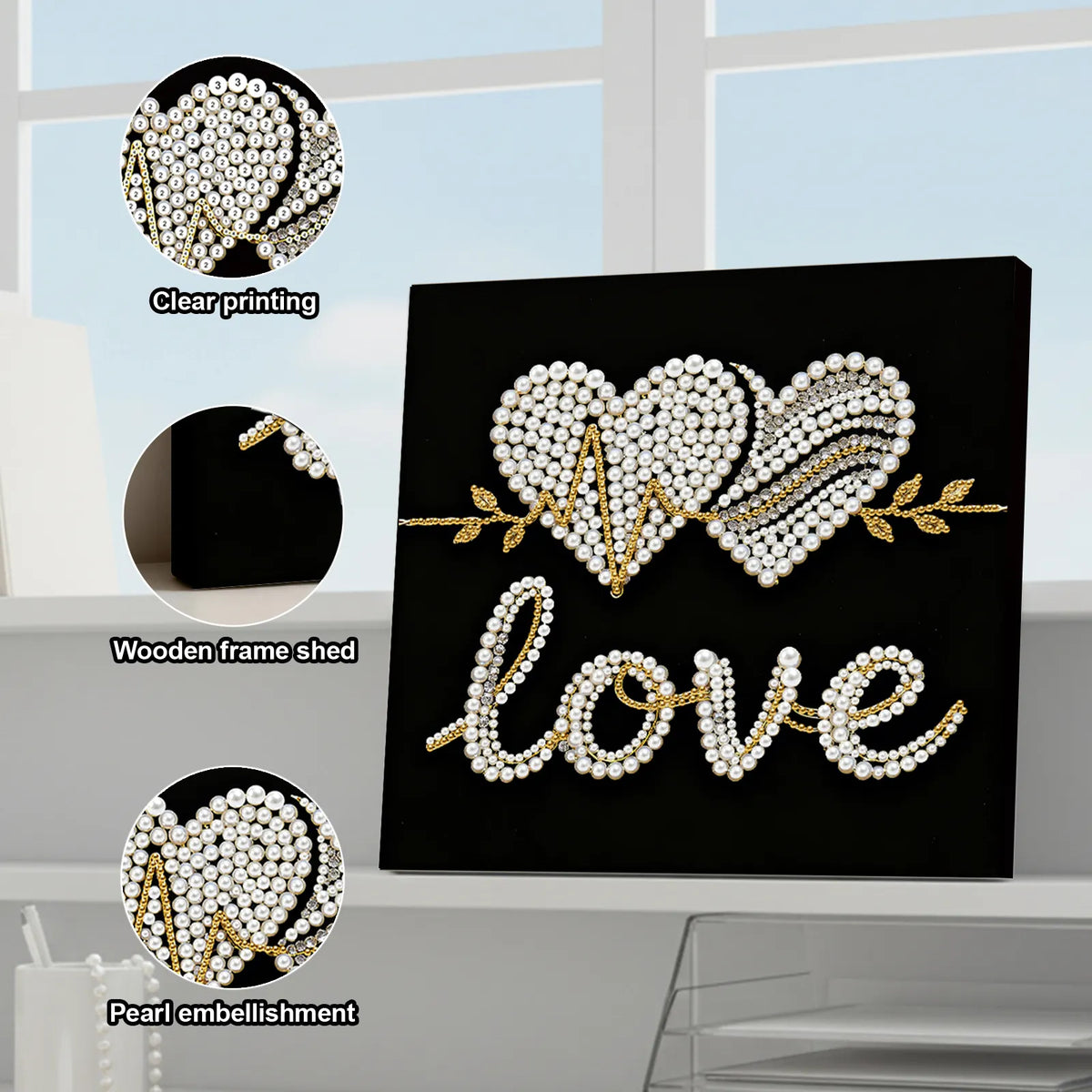 Framed Love - Pearls Painting Kit for Creativity DIY Pearl Dot Crafts for Gift Home Wall Decor 25*25CM
