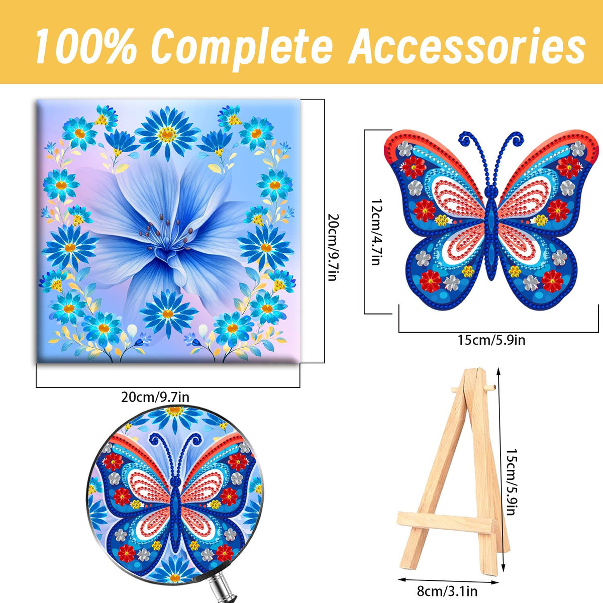 Pre-Framed DIY 3D Flapping Butterfly Diamond Painting Art Craft Kit Living Room Decor(20x20cm)