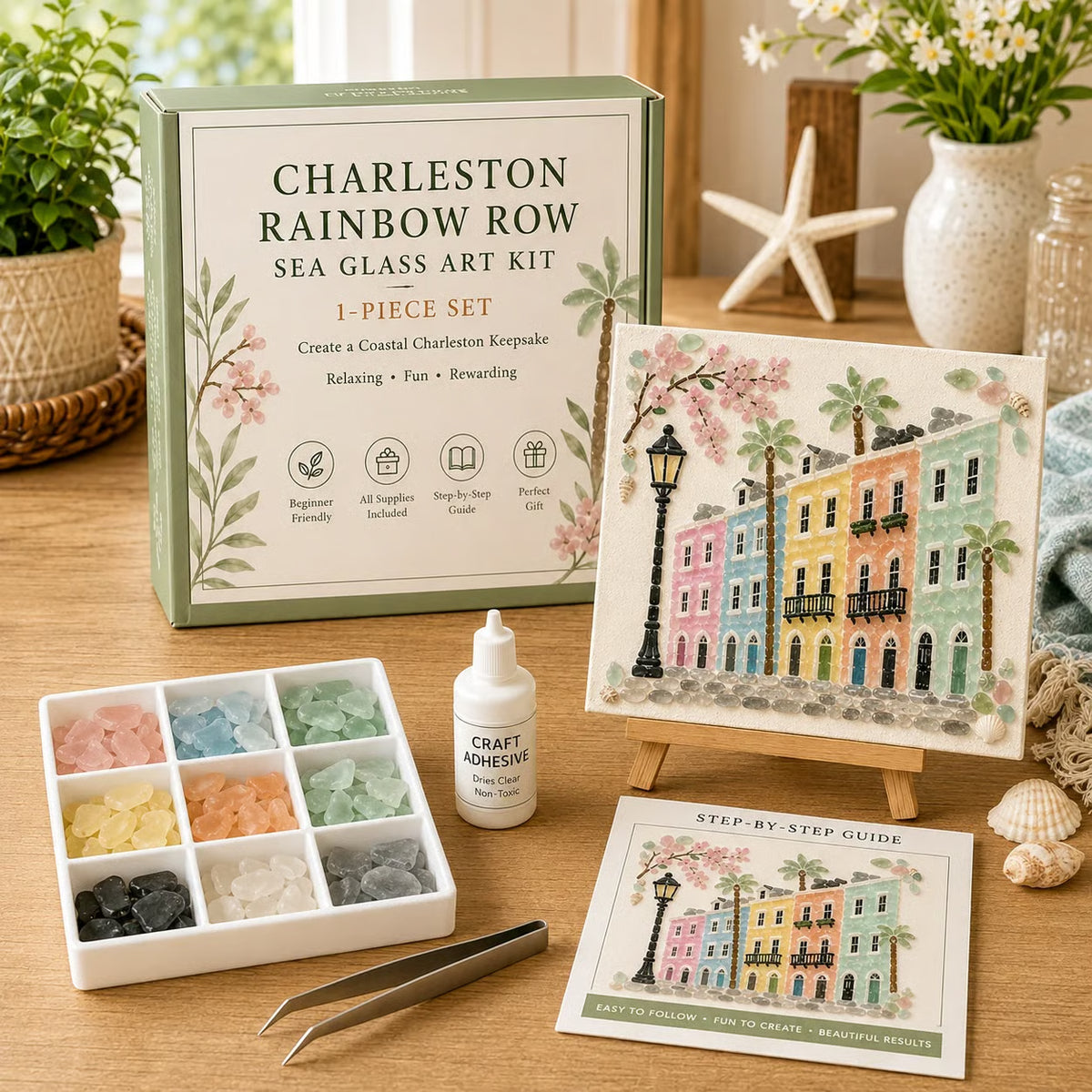 🌸✨ DIY Charleston Rainbow Row Sea Glass Art Kit