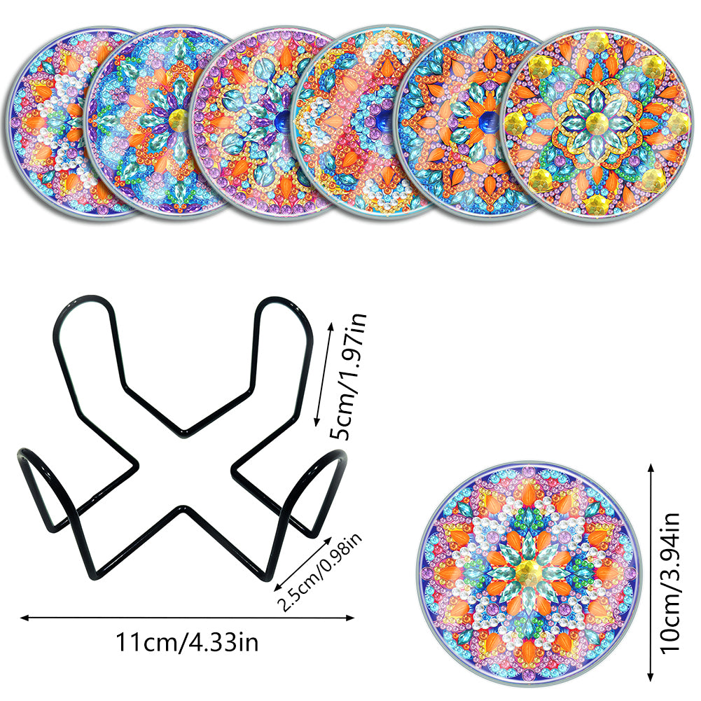 [Upgrade]6pcs/set DIY Diamond Painting Waterproof Case Classic Mandala Coaster Gift Decor Set