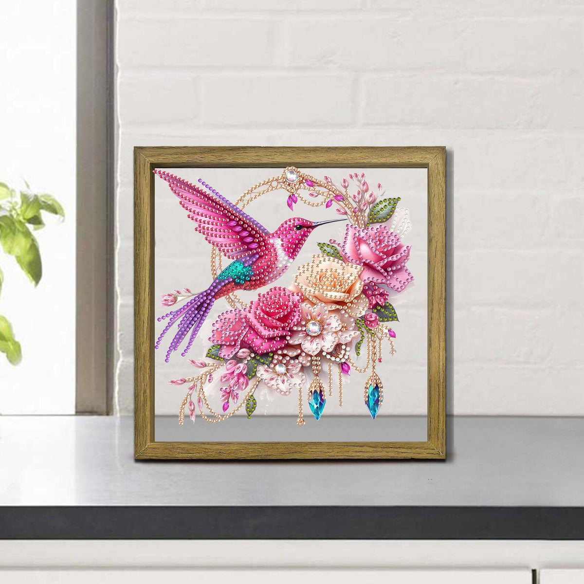 Bird DIY Special Shape Double sided Print Clear Diamond Art Kit Wooden Framed Diamond Painting Kit(22x22cm)