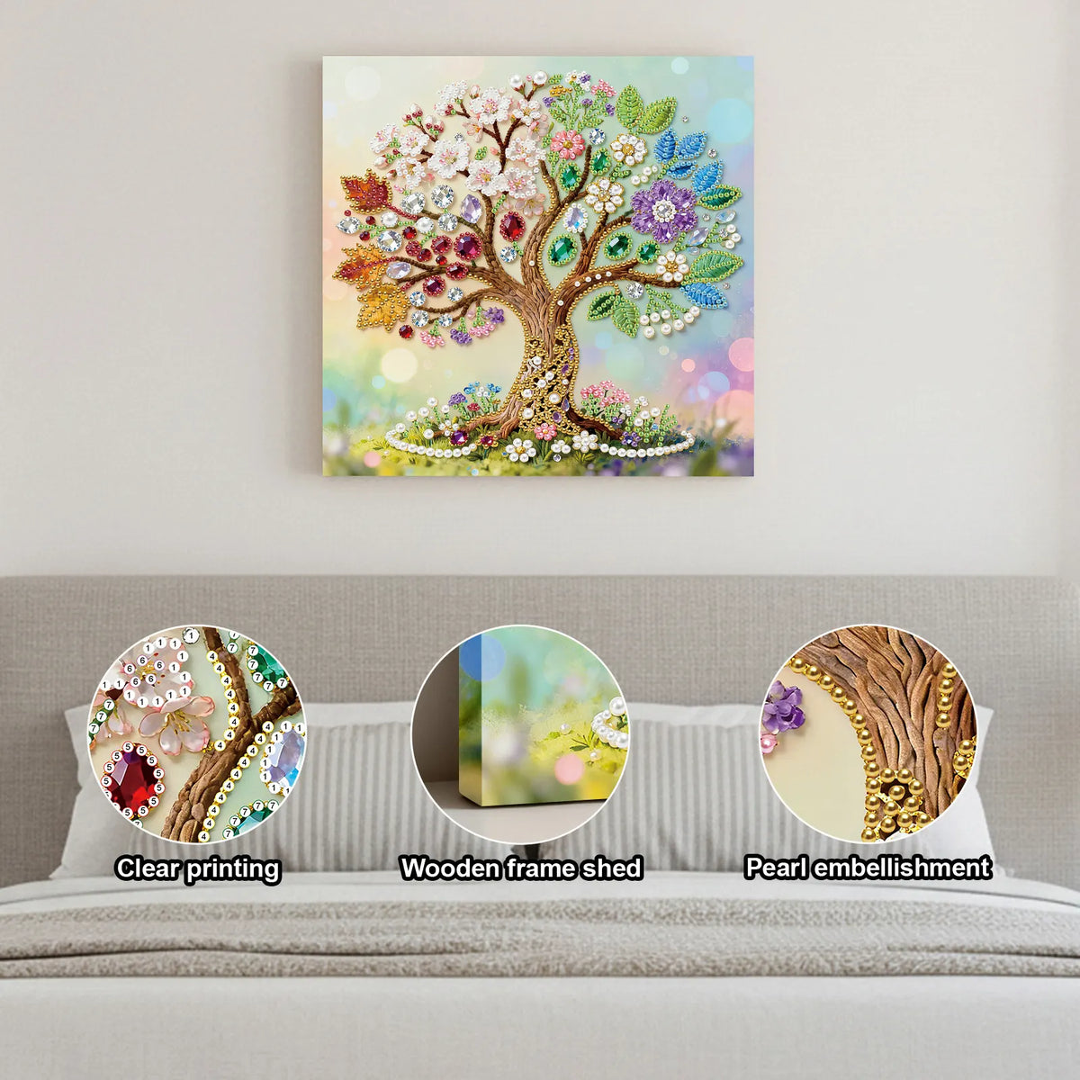 Framed Tree Of Life - Pearls Painting Kit for Creativity DIY Pearl Dot Crafts for Gift Home Wall Decor 25*25CM