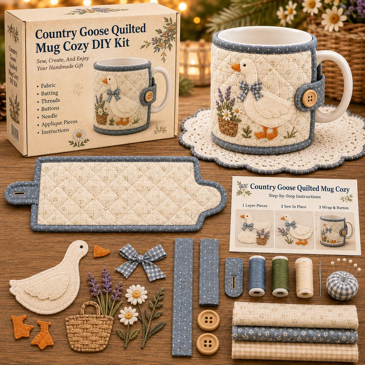 🦢 Country Goose Farmhouse Friends Mug Cozy Sewing Kit