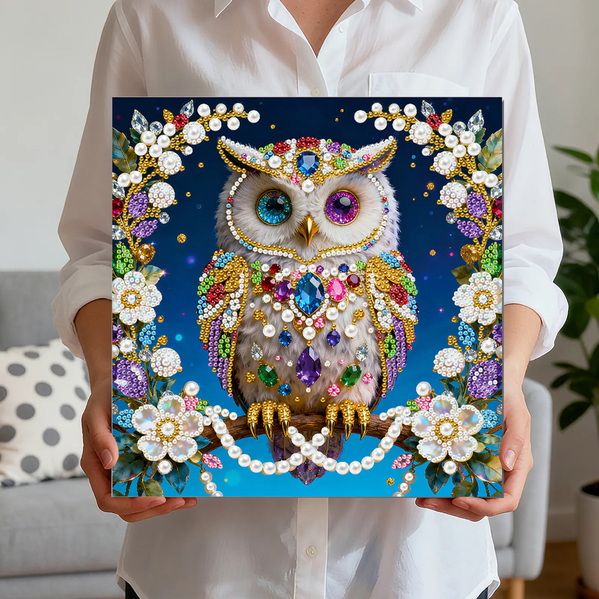 Framed Owl - Pearls Painting Kit for Creativity DIY Pearl Dot Crafts for Gift Home Wall Decor 25*25CM