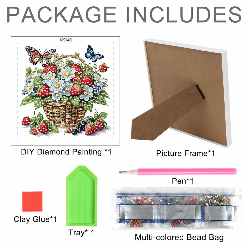 Butterfly Flower 5D DIY Partial Special Shaped Drill Diamond Painting With Frame Kit 17.2x17.2cm