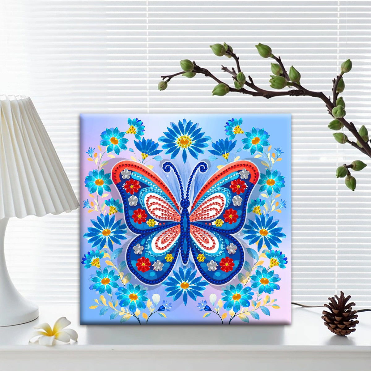 Pre-Framed DIY 3D Flapping Butterfly Diamond Painting Art Craft Kit Living Room Decor(20x20cm)