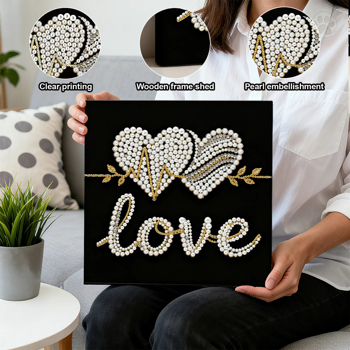 Framed Love - Pearls Painting Kit for Creativity DIY Pearl Dot Crafts for Gift Home Wall Decor 25*25CM