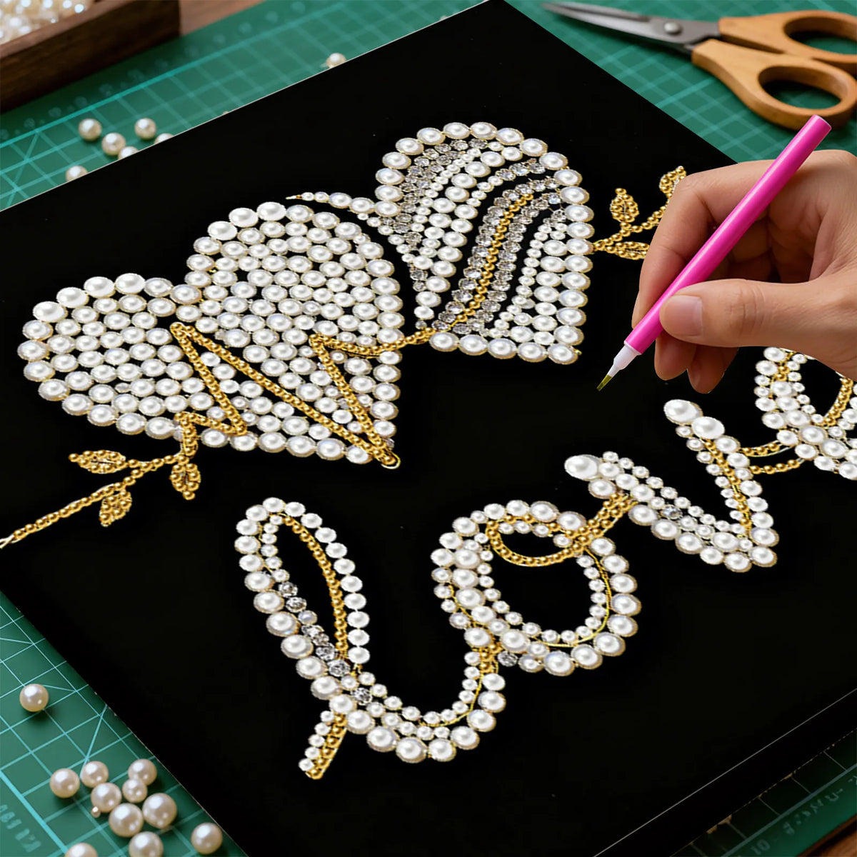 Framed Love - Pearls Painting Kit for Creativity DIY Pearl Dot Crafts for Gift Home Wall Decor 25*25CM