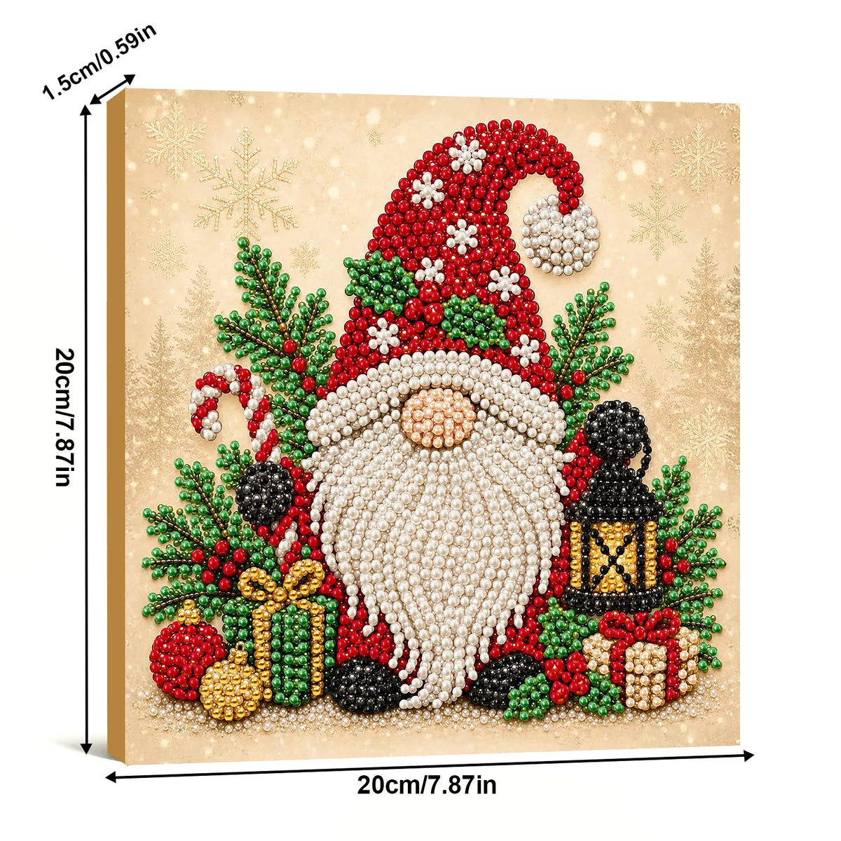 DIY Pearl Painting Christmas Goblin with Frame(20x20cm)