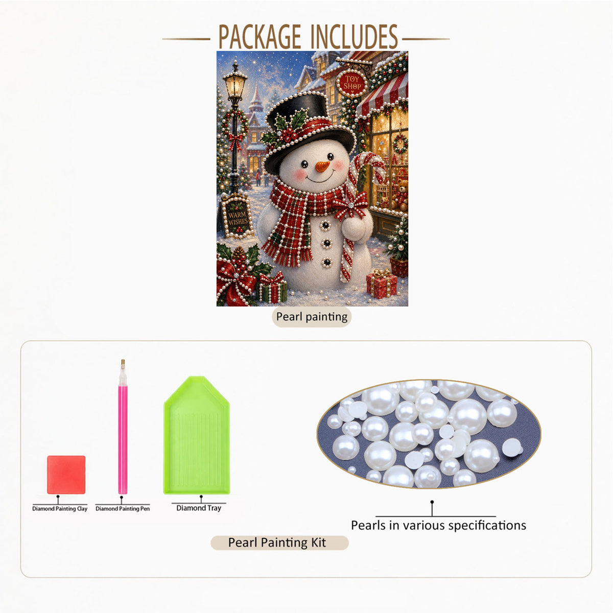 Diamond Painting-DIY Sparkling Special Shaped Pearl Drill Christmas Snowman(30x40cm)