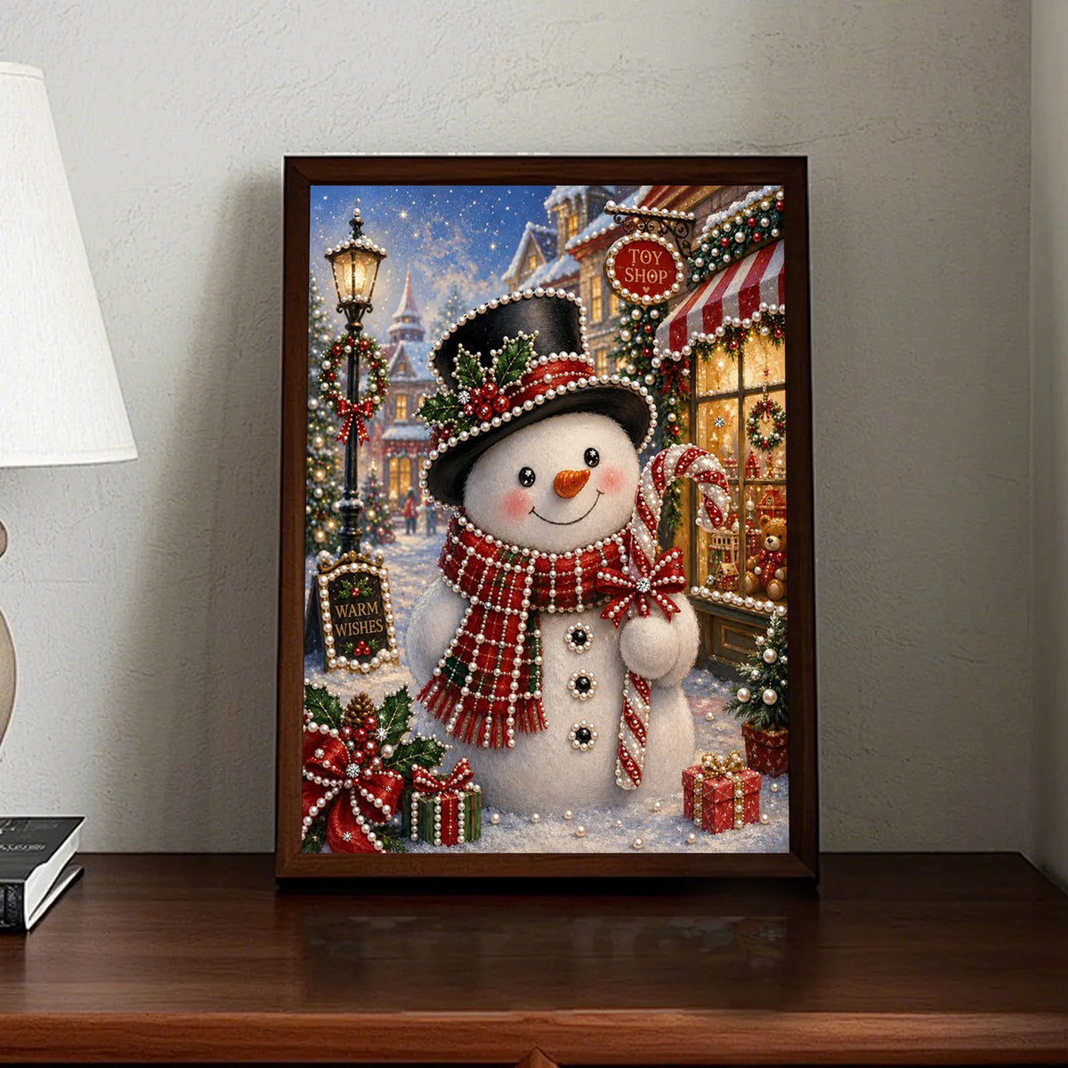 Diamond Painting-DIY Sparkling Special Shaped Pearl Drill Christmas Snowman(30x40cm)