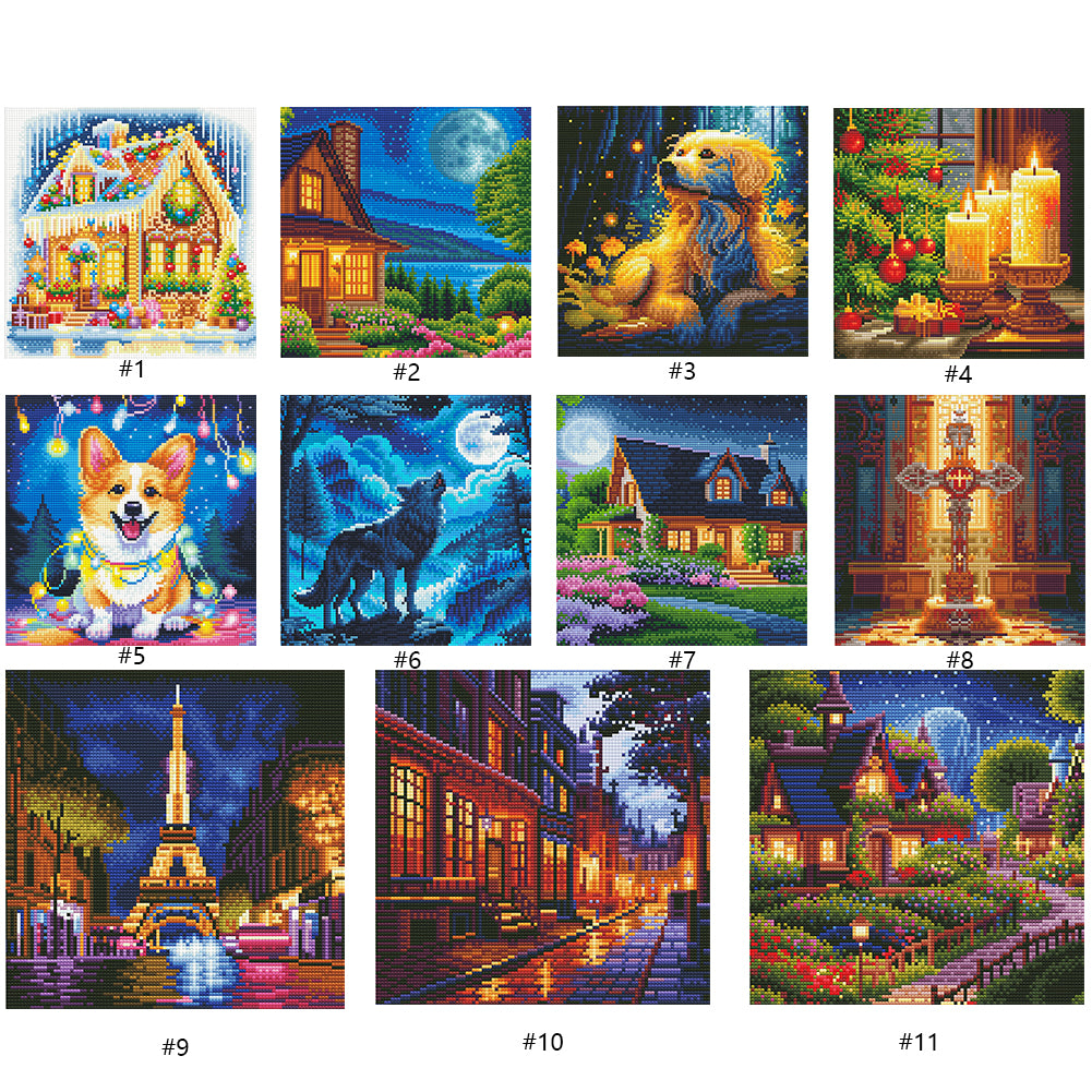 Full Round Drill Framed Light Up Diamond Painting Kits, LED Glowing Wall Art Decor for Home Bedroom Holiday Gifts