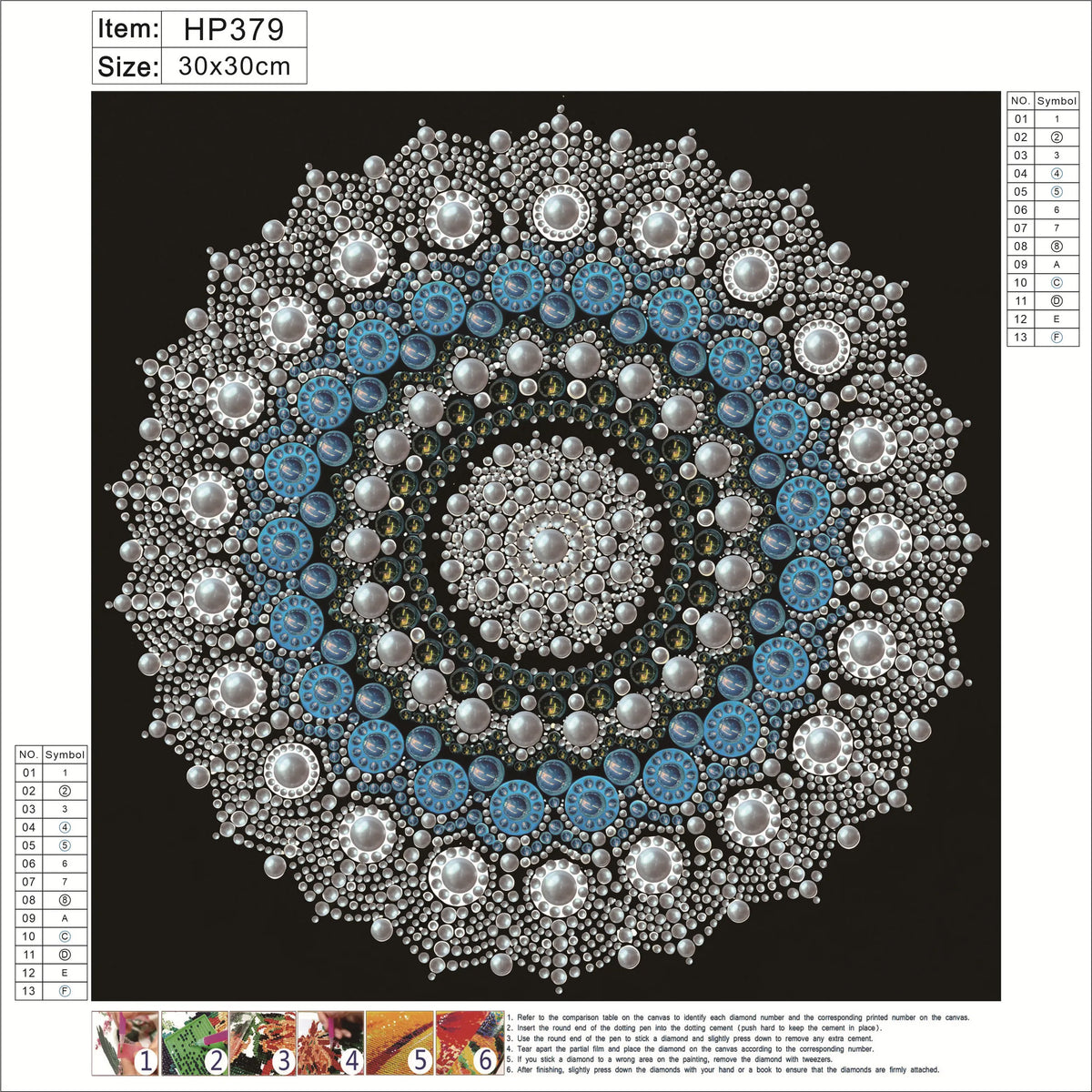 Mandala - Pearls Painting Kit for Creativity DIY All-Pearl Dot Crafts for Gift Home Wall Decor 30*30cm (Without Frame)