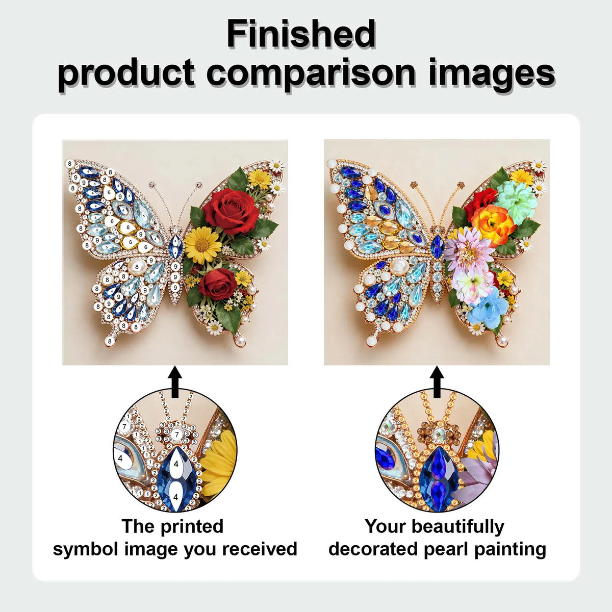 Pre-Framed 3D Rhinestones Butterfly With Artificial Flower Diamond Painting DIY Craft Kit