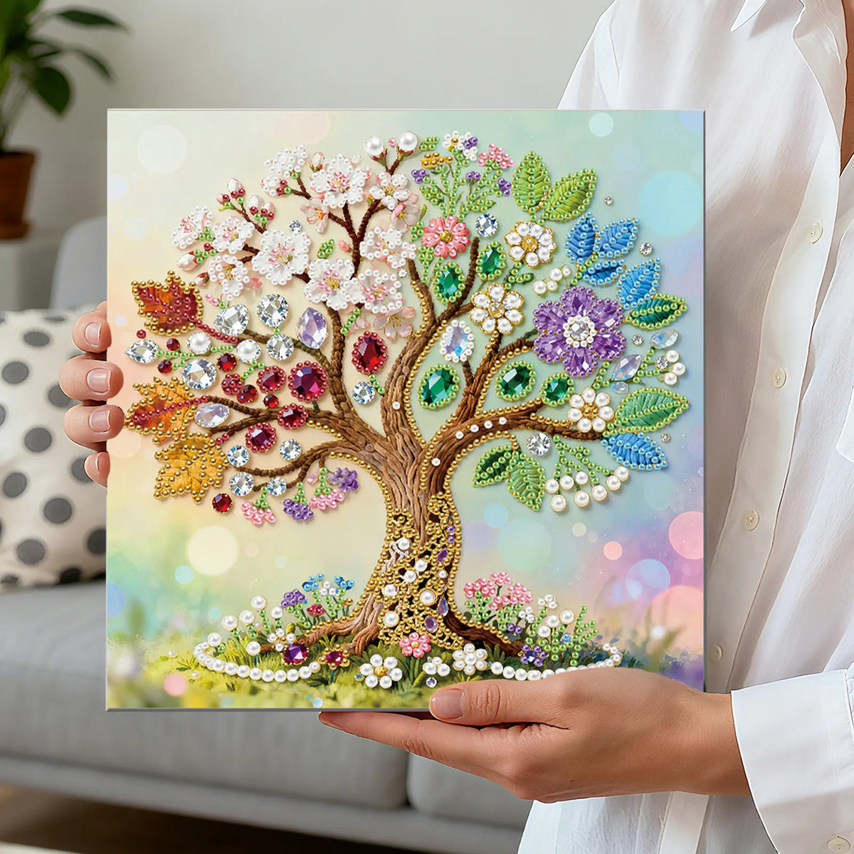 Framed Tree Of Life - Pearls Painting Kit for Creativity DIY Pearl Dot Crafts for Gift Home Wall Decor 25*25CM