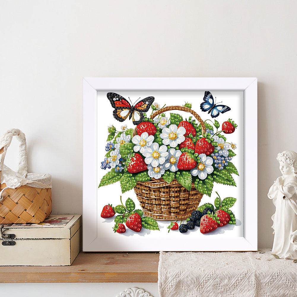 Butterfly Flower 5D DIY Partial Special Shaped Drill Diamond Painting With Frame Kit 17.2x17.2cm