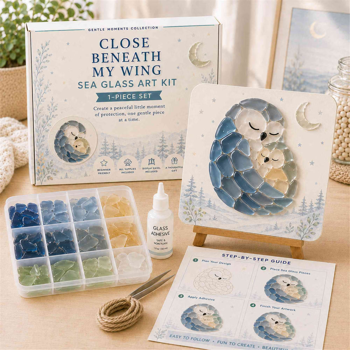 🦉✨ DIY Owl Sea Glass Art Kit