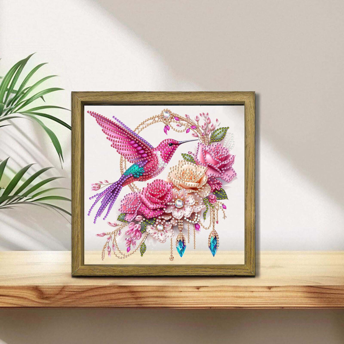 Bird DIY Special Shape Double sided Print Clear Diamond Art Kit Wooden Framed Diamond Painting Kit(22x22cm)