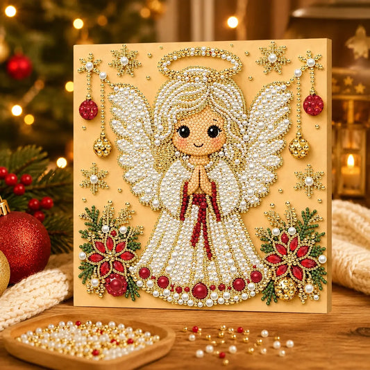 DIY Pearl Painting Christmas Angel with Frame(20x20cm)
