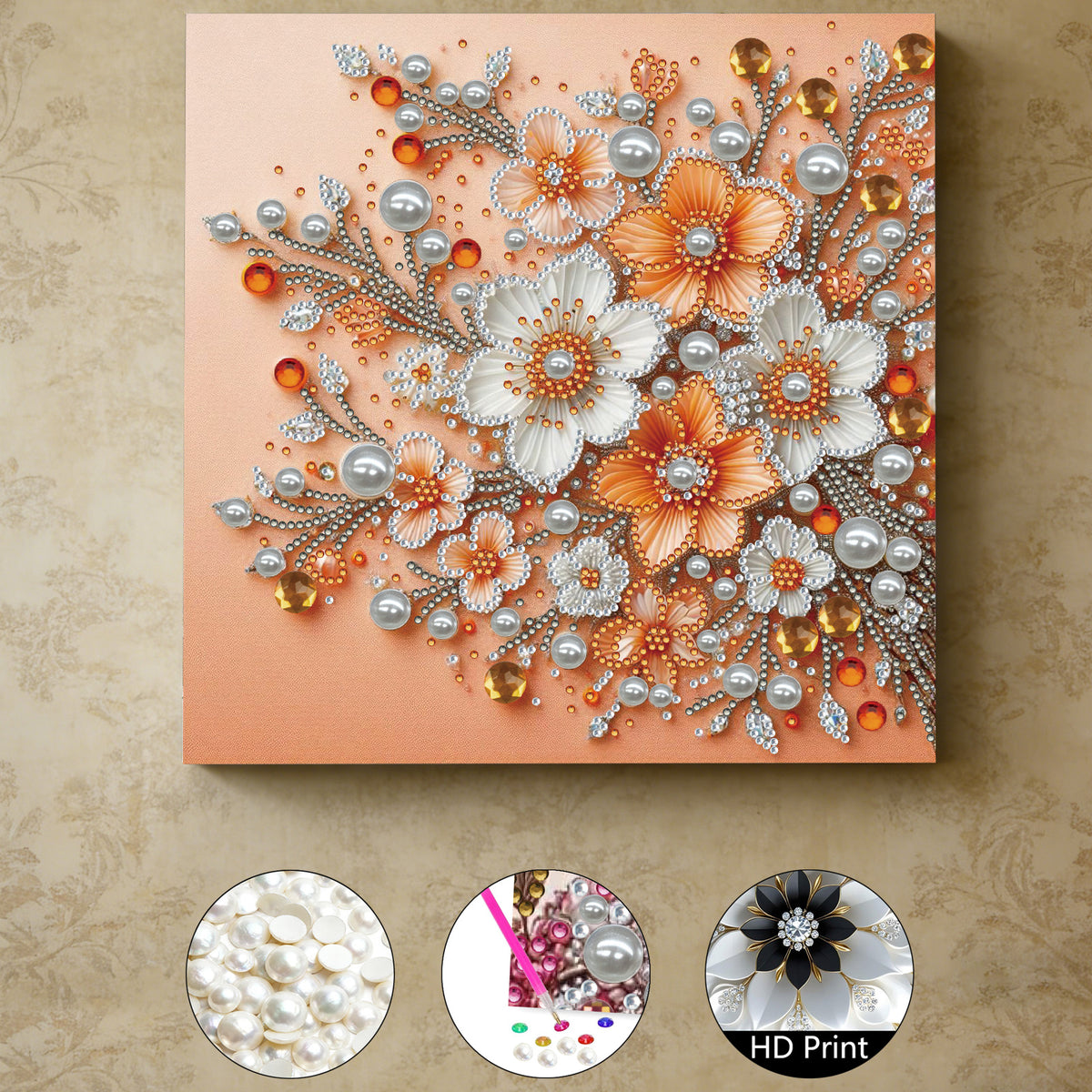 (Pre-Framed)Flower-Special Shape Diamond Painting Kit(25x25cm)