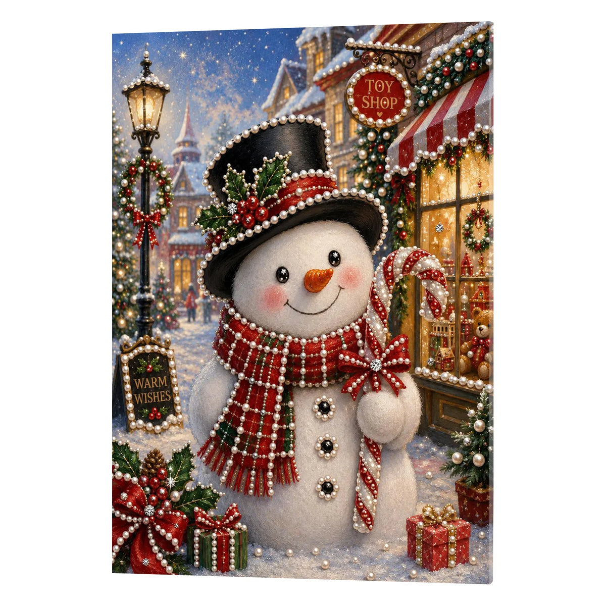 Diamond Painting-DIY Sparkling Special Shaped Pearl Drill Christmas Snowman(30x40cm)