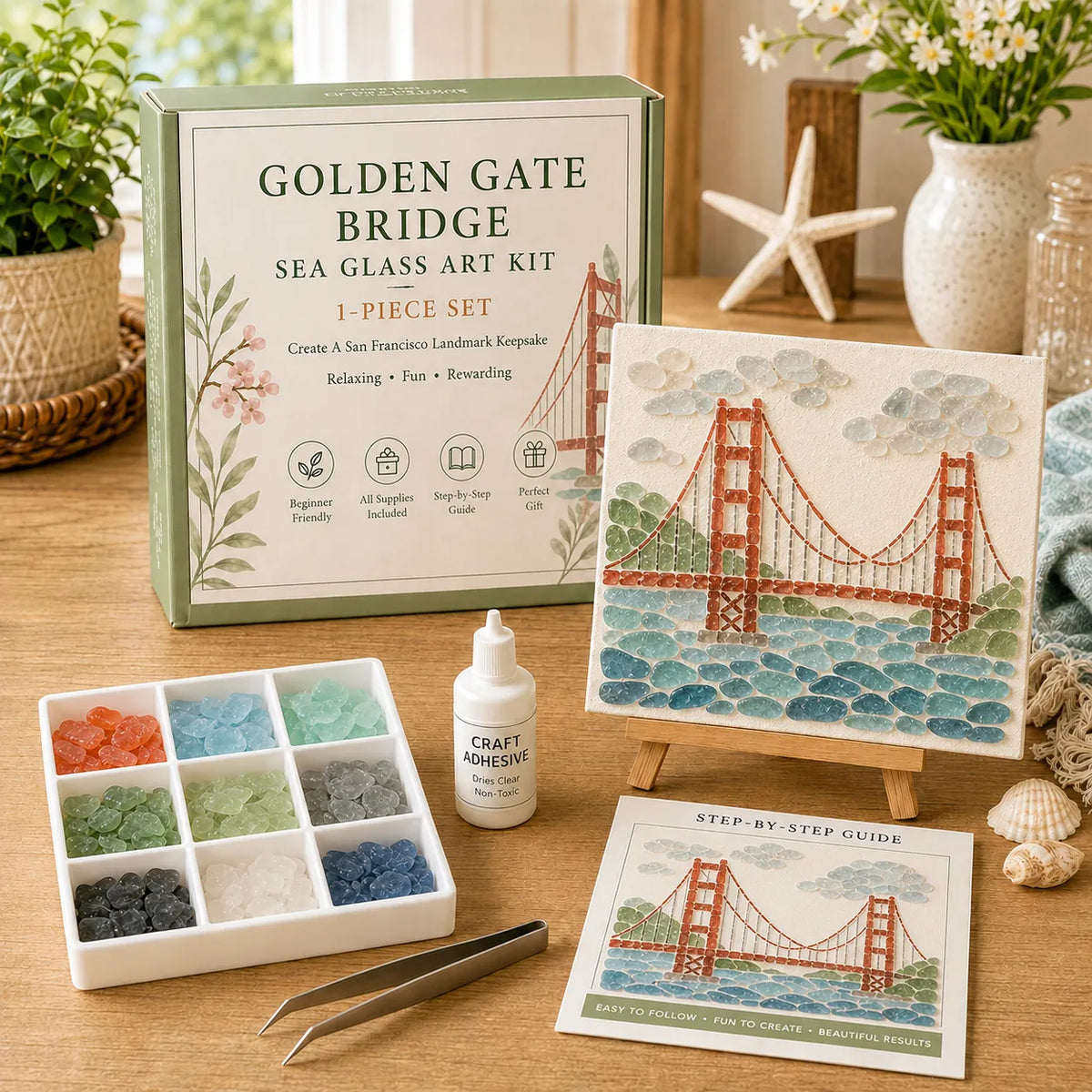 🌉 Golden Gate Bridge DIY Sea Glass Art Kit