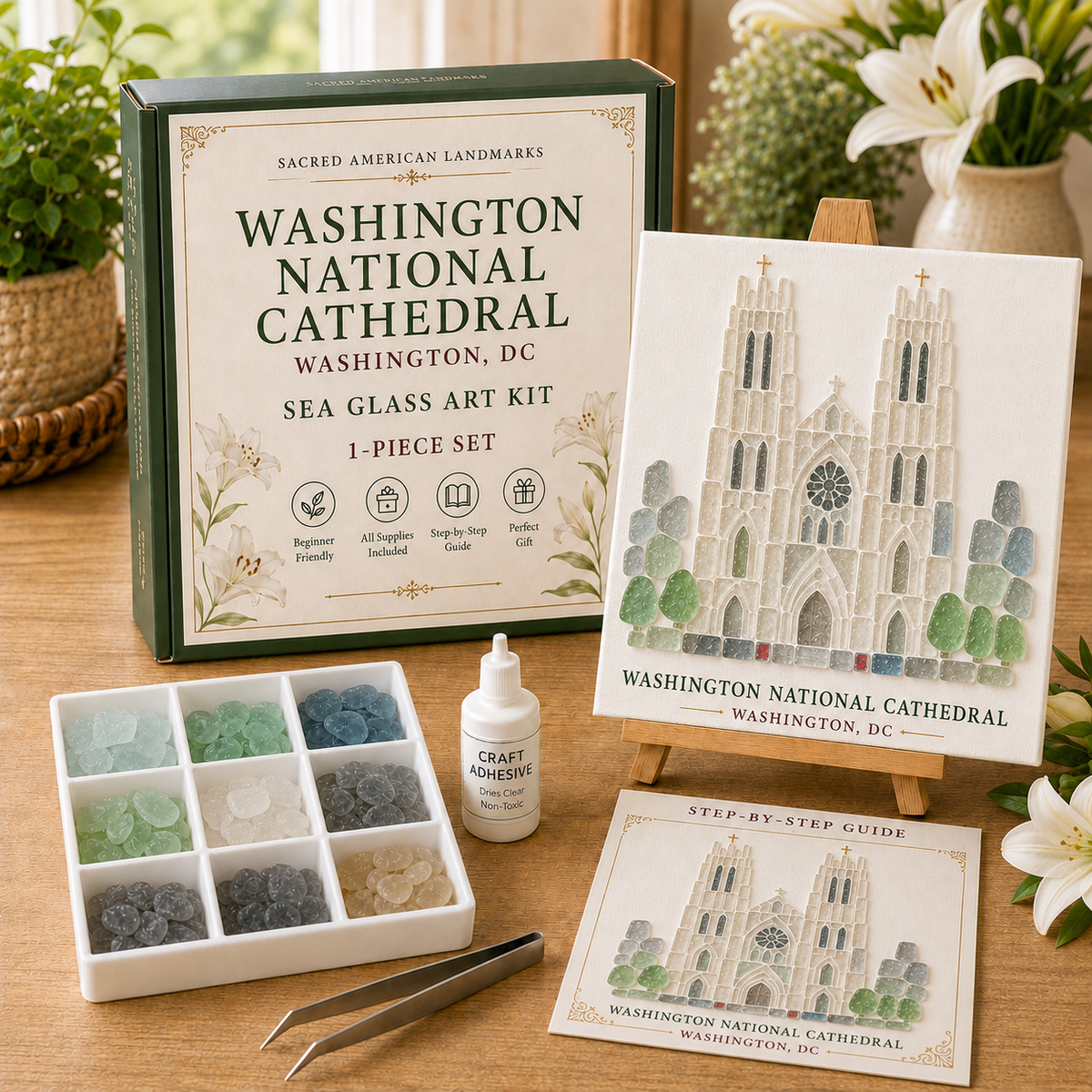 🏛️ Washington National Cathedral – DIY Sea Glass Art Kit
