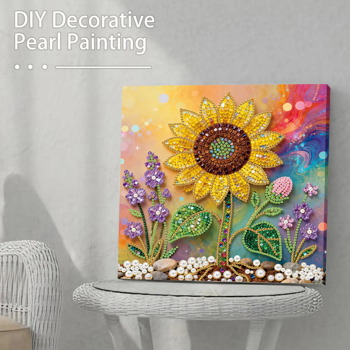 Framed Sunflower - Pearls Painting Kit for Creativity DIY Pearl Dot Crafts for Gift Home Wall Decor 25*25CM