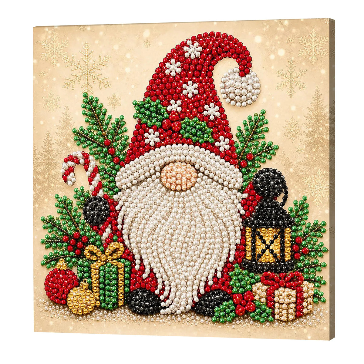 DIY Pearl Painting Christmas Goblin with Frame(20x20cm)
