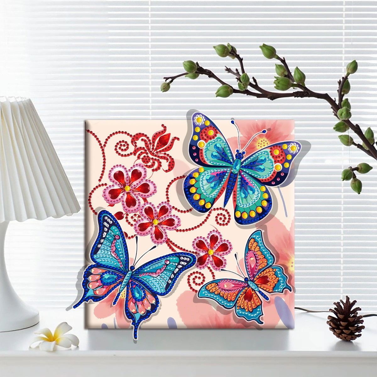 Pre-Framed DIY 3D Flapping Butterfly Diamond Painting Art Craft Kit Living Room Decor(20x20cm)