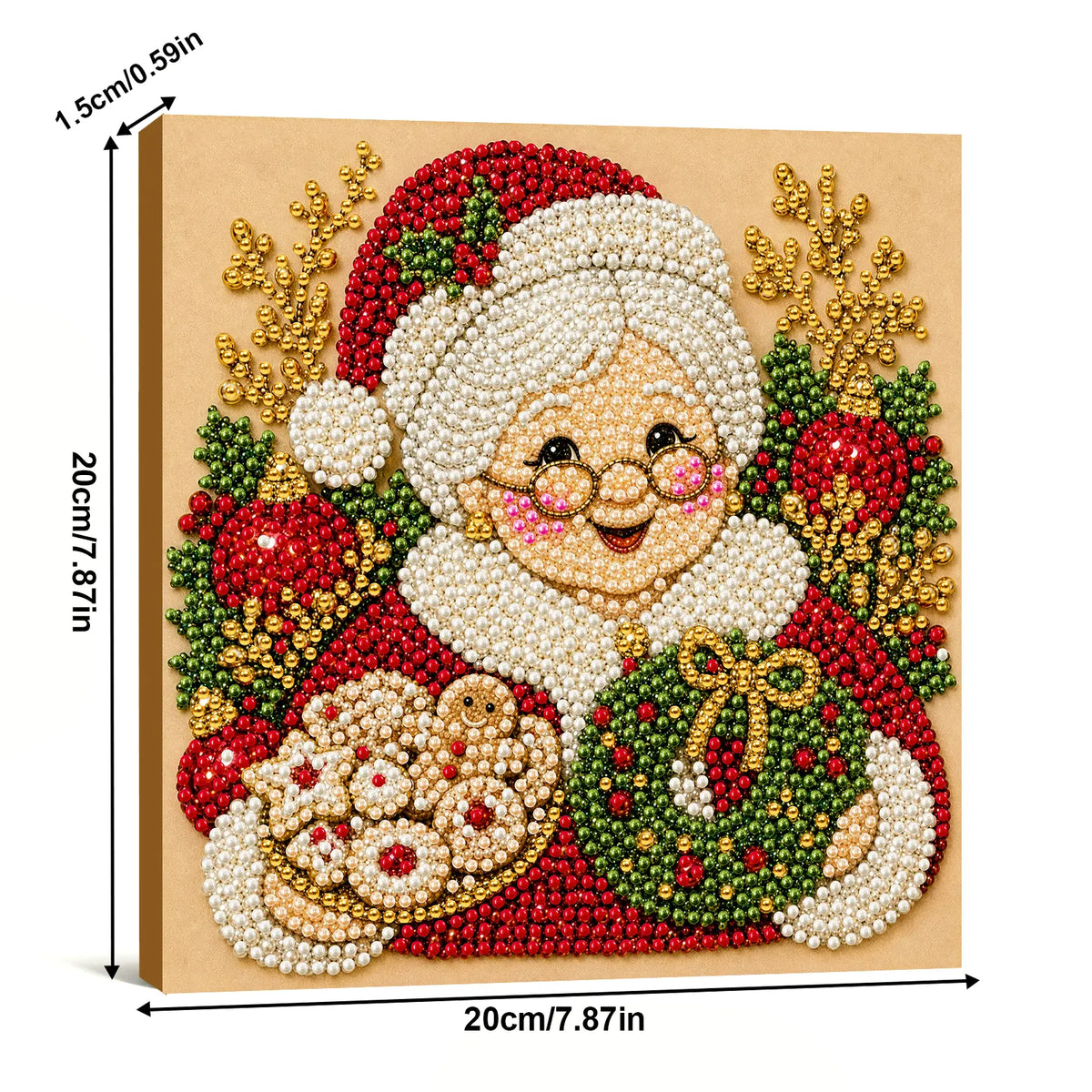 DIY Pearl Painting Christmas Gandmother with Frame(20x20cm)