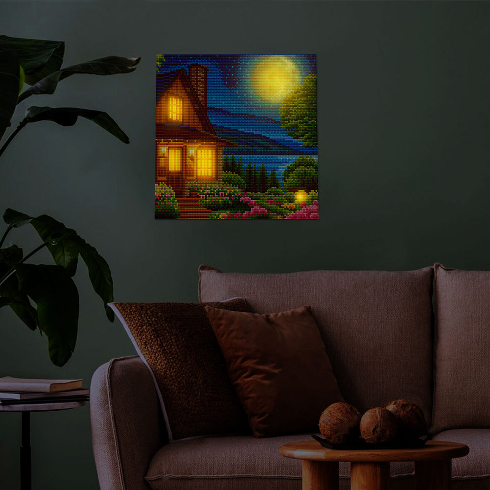 Full Round Drill Framed Light Up Diamond Painting Kits, LED Glowing Wall Art Decor for Home Bedroom Holiday Gifts