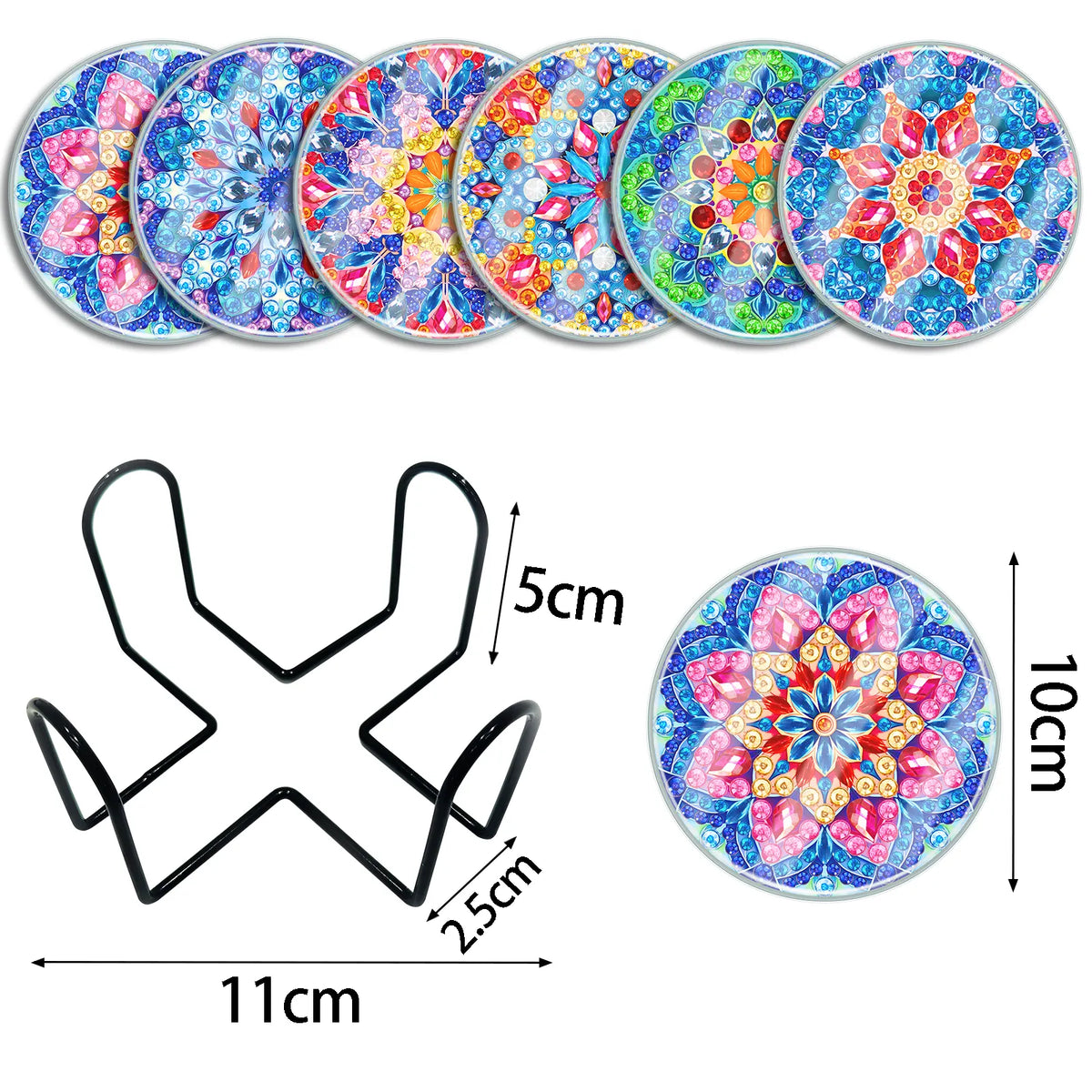 [Upgrade]6pcs/set DIY Diamond Painting Waterproof Case Classic Mandala Coaster Gift Decor Set