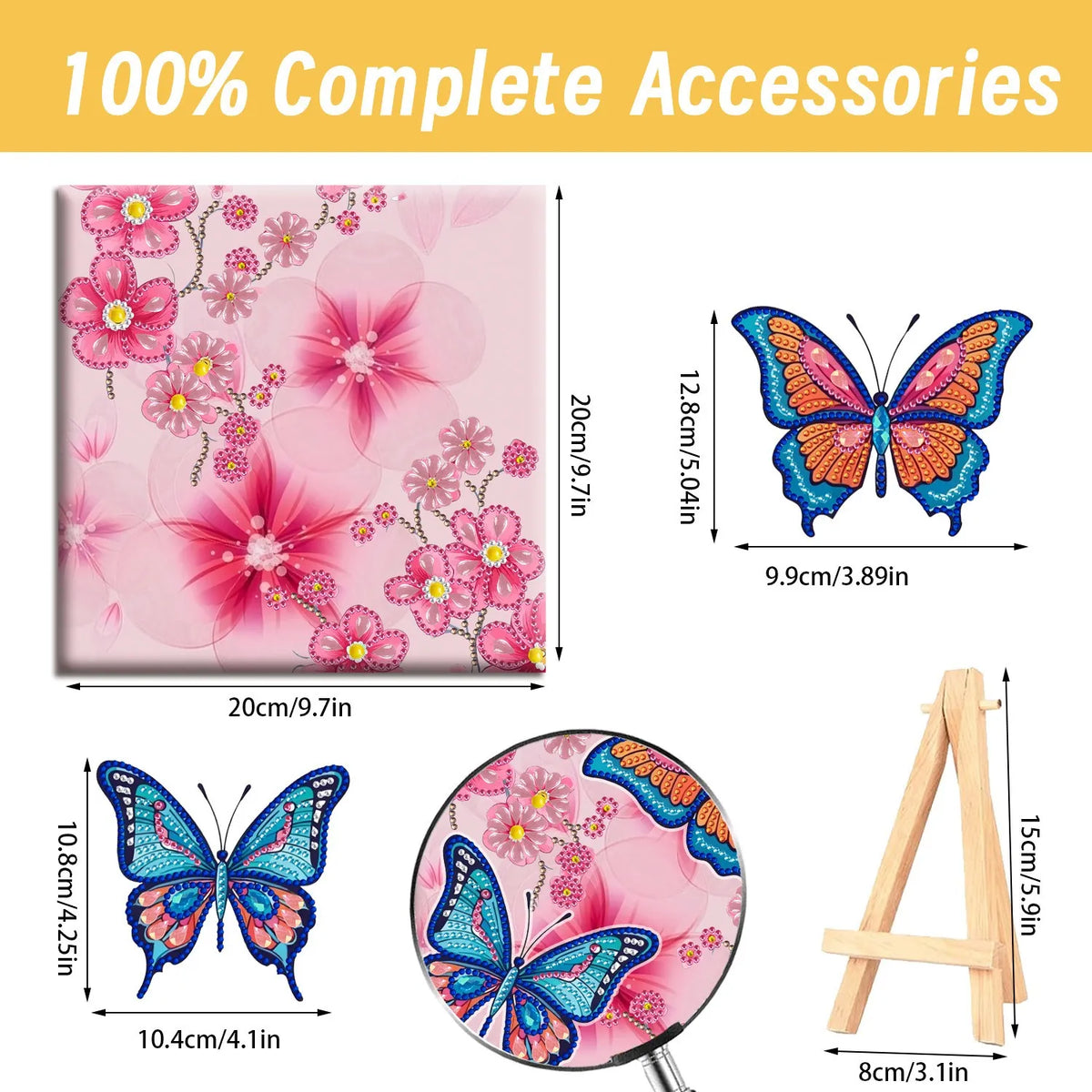 Pre-Framed DIY 3D Flapping Butterfly Diamond Painting Art Craft Kit Living Room Decor(20x20cm)