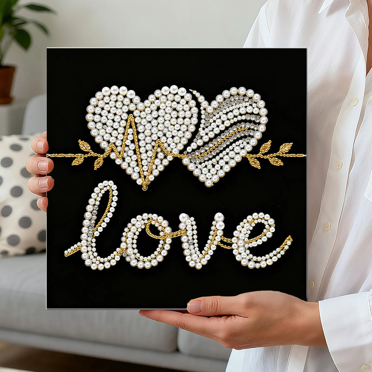 Framed Love - Pearls Painting Kit for Creativity DIY Pearl Dot Crafts for Gift Home Wall Decor 25*25CM