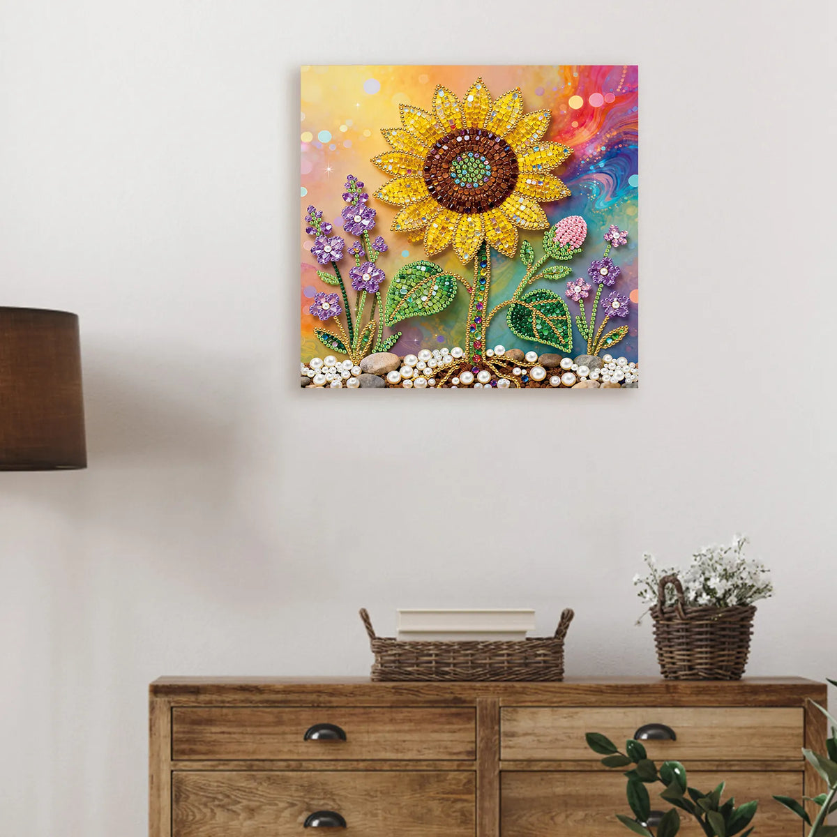 Framed Sunflower - Pearls Painting Kit for Creativity DIY Pearl Dot Crafts for Gift Home Wall Decor 25*25CM