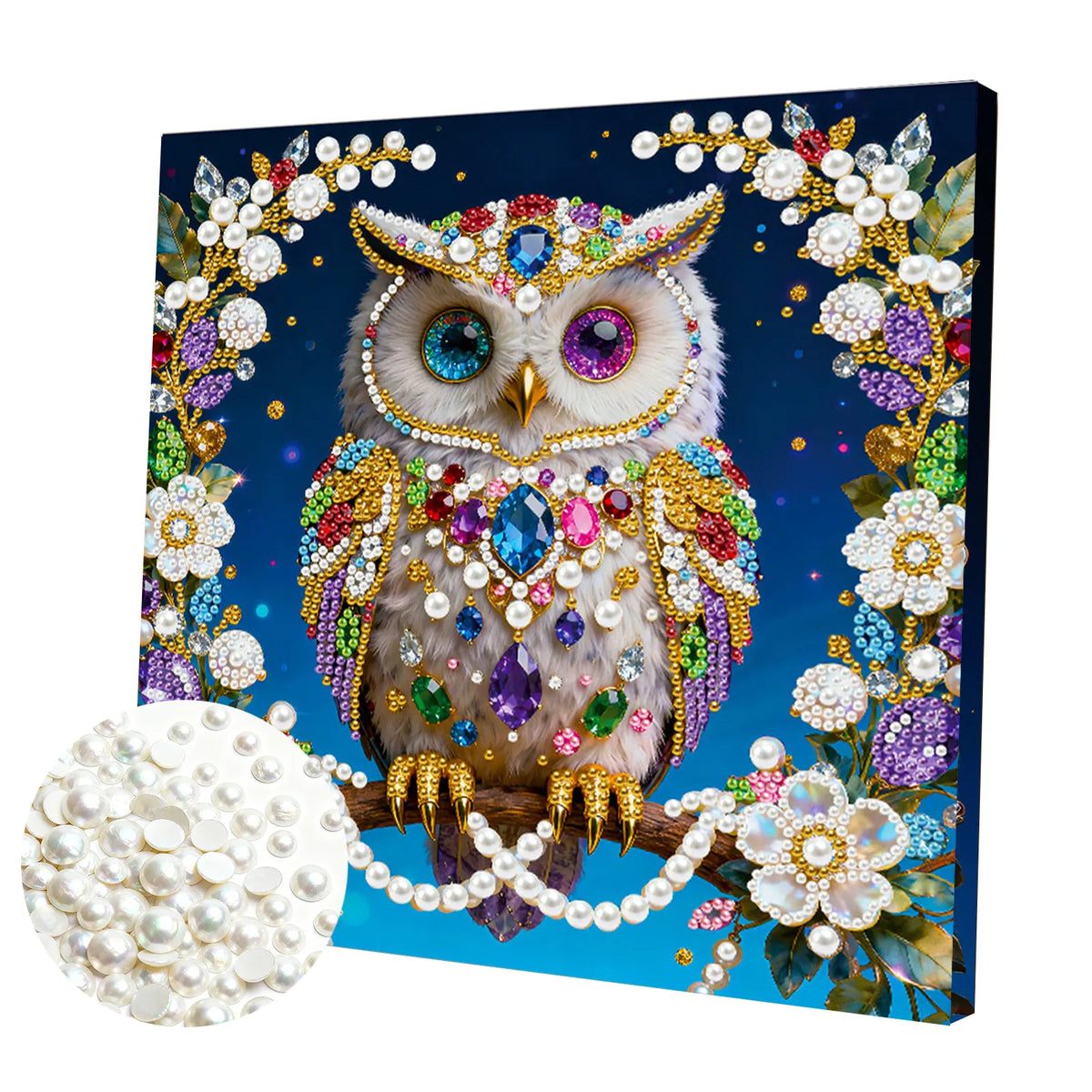 Framed Owl - Pearls Painting Kit for Creativity DIY Pearl Dot Crafts for Gift Home Wall Decor 25*25CM