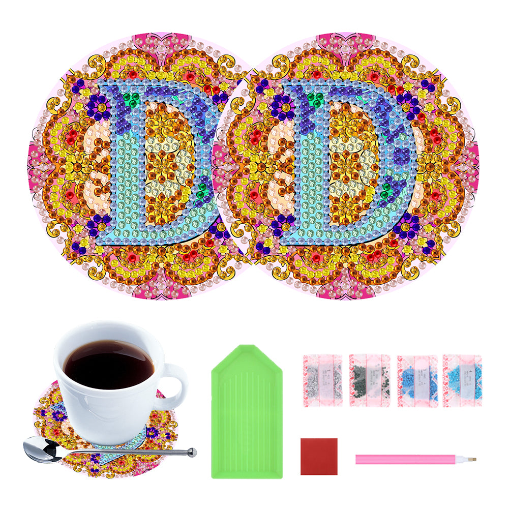2pcs/set DIY Diamond Painting Special Shape Acrylic Alphabet Coaster Kit