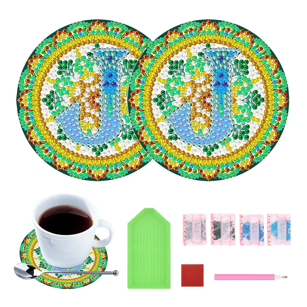 2pcs/set DIY Diamond Painting Special Shape Acrylic Alphabet Coaster Kit