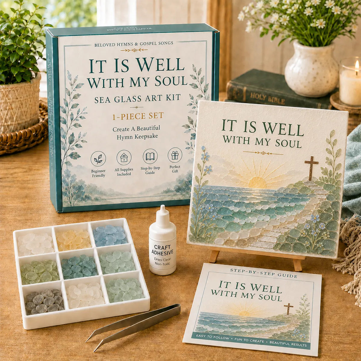 🌊 It Is Well With My Soul DIY Sea Glass Art Kit