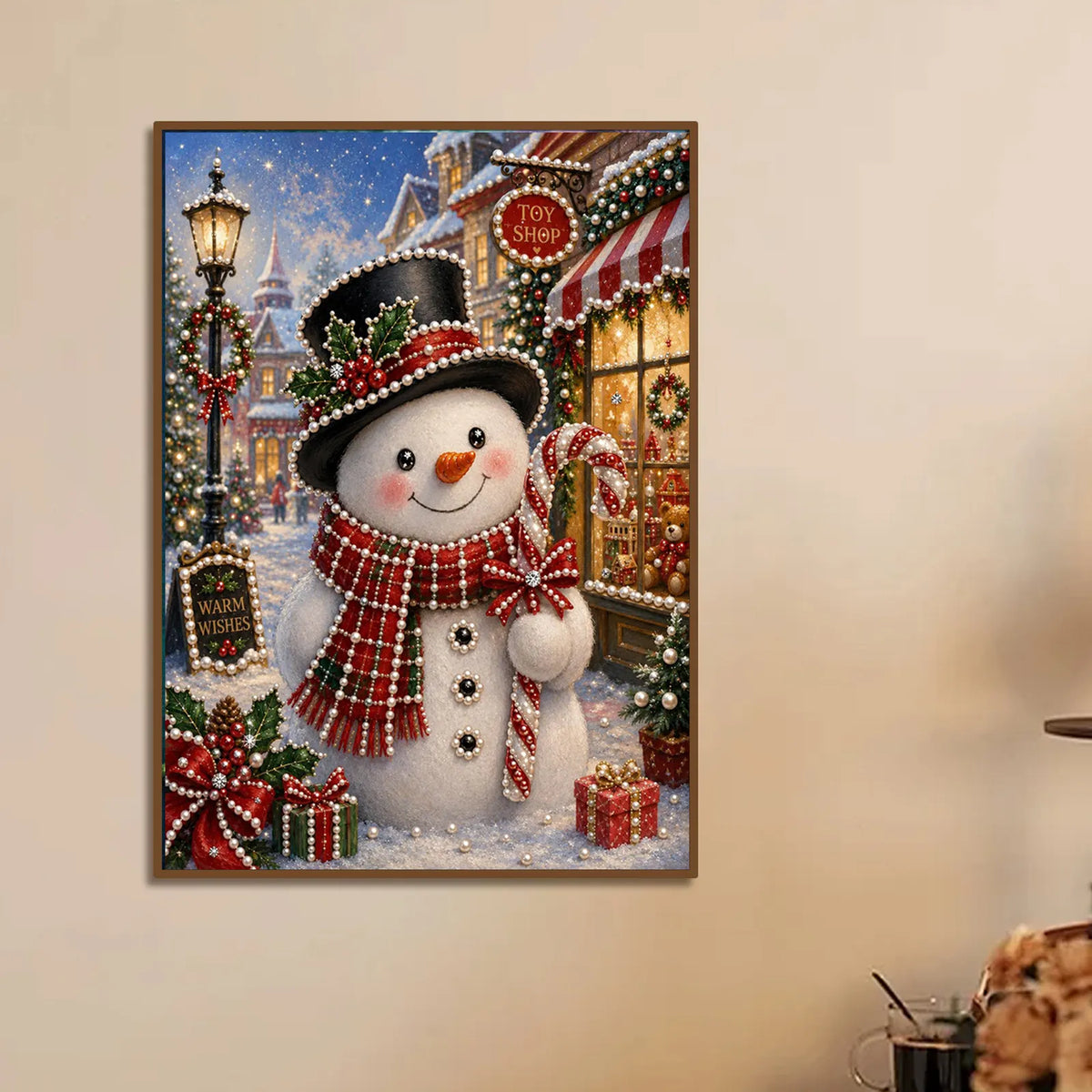 Diamond Painting-DIY Sparkling Special Shaped Pearl Drill Christmas Snowman(30x40cm)