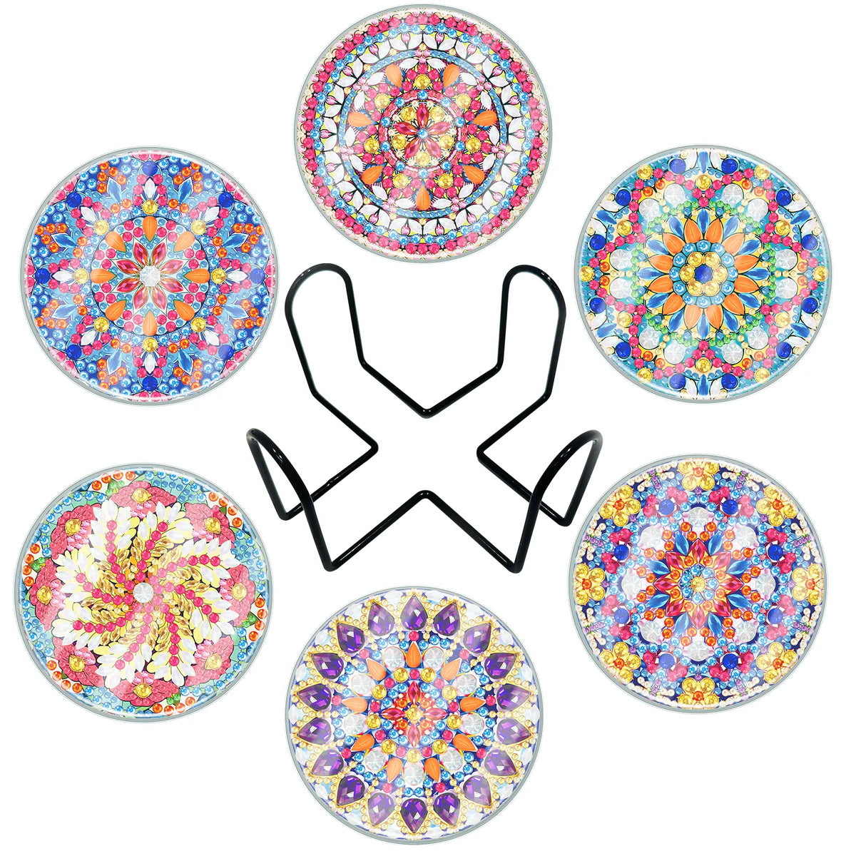[Upgrade]6pcs/set DIY Diamond Painting Waterproof Case Classic Mandala Coaster Gift Decor Set