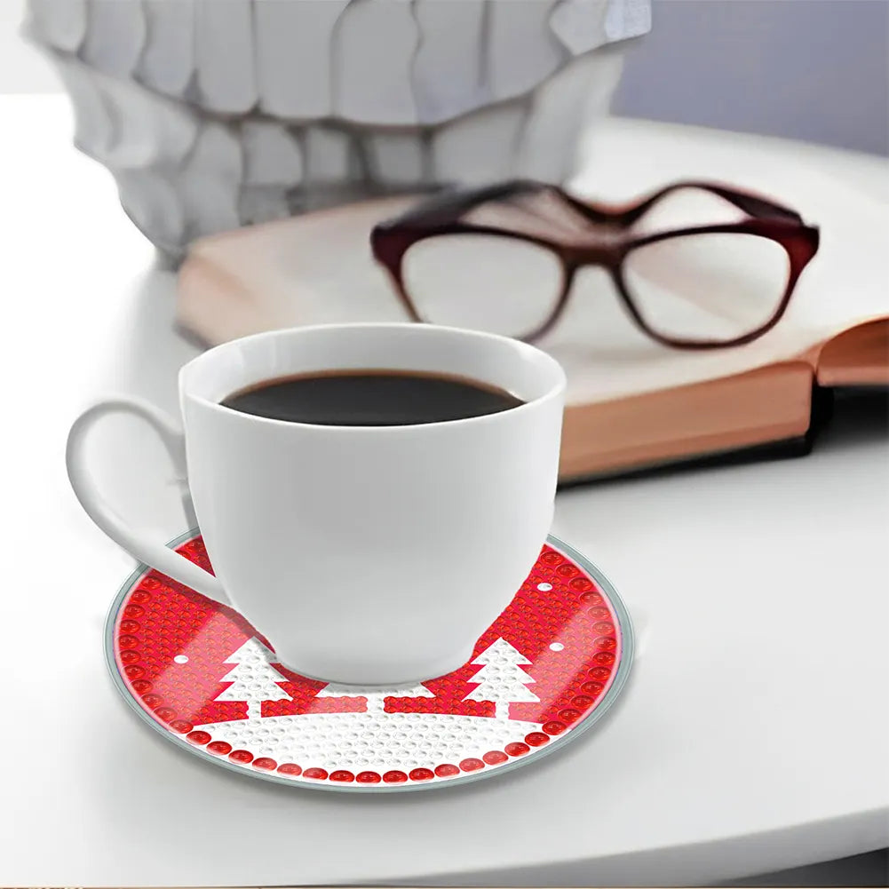 [Upgrade]6pcs/set DIY Diamond Painting Waterproof Case Classic Xmas Coaster Gift Decor Set