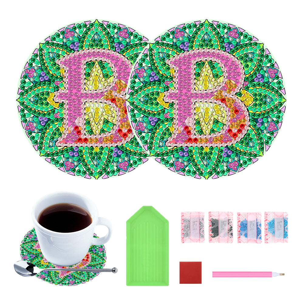 2pcs/set DIY Diamond Painting Special Shape Acrylic Alphabet Coaster Kit